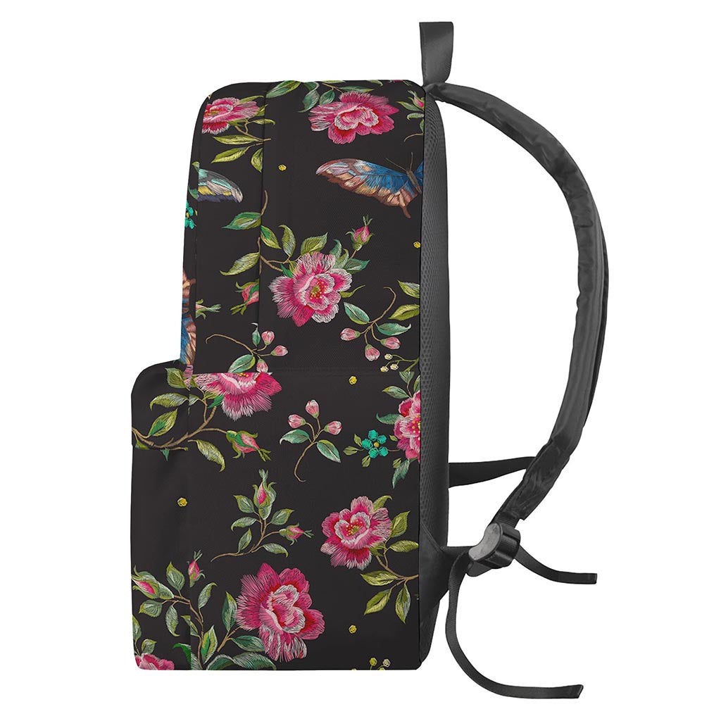 Butterfly And Flower Pattern Print Backpack