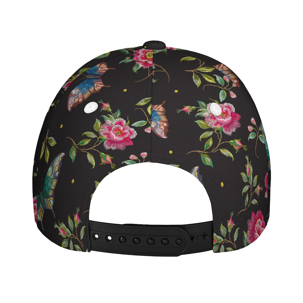 Butterfly And Flower Pattern Print Baseball Cap