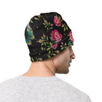 Butterfly And Flower Pattern Print Beanie