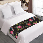 Butterfly And Flower Pattern Print Bed Runner