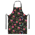 Butterfly And Flower Pattern Print Bib Apron With Pocket