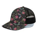 Butterfly And Flower Pattern Print Black Mesh Trucker Cap