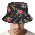 Butterfly And Flower Pattern Print Bucket Hat