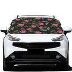 Butterfly And Flower Pattern Print Car Windshield Snow Cover