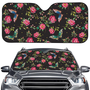 Butterfly And Flower Pattern Print Car Windshield Sun Shade