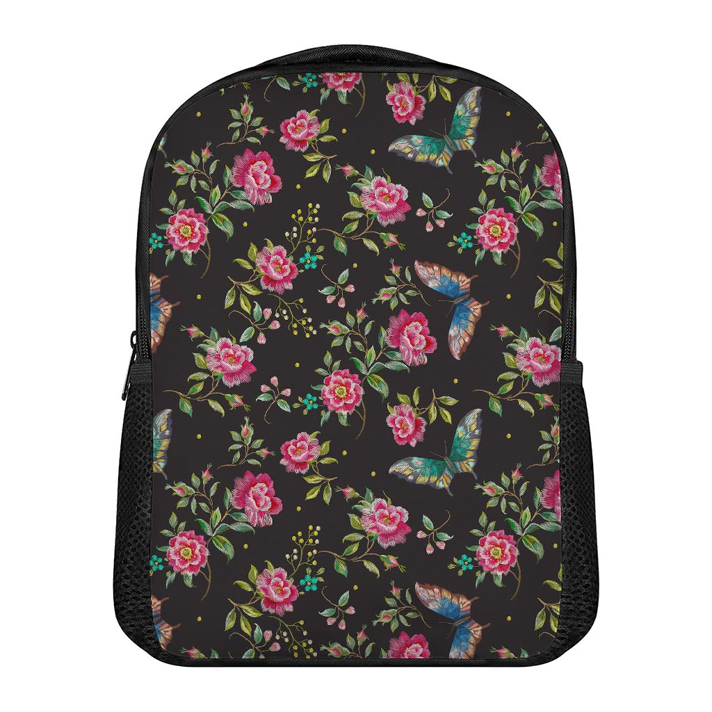Butterfly And Flower Pattern Print Casual Backpack