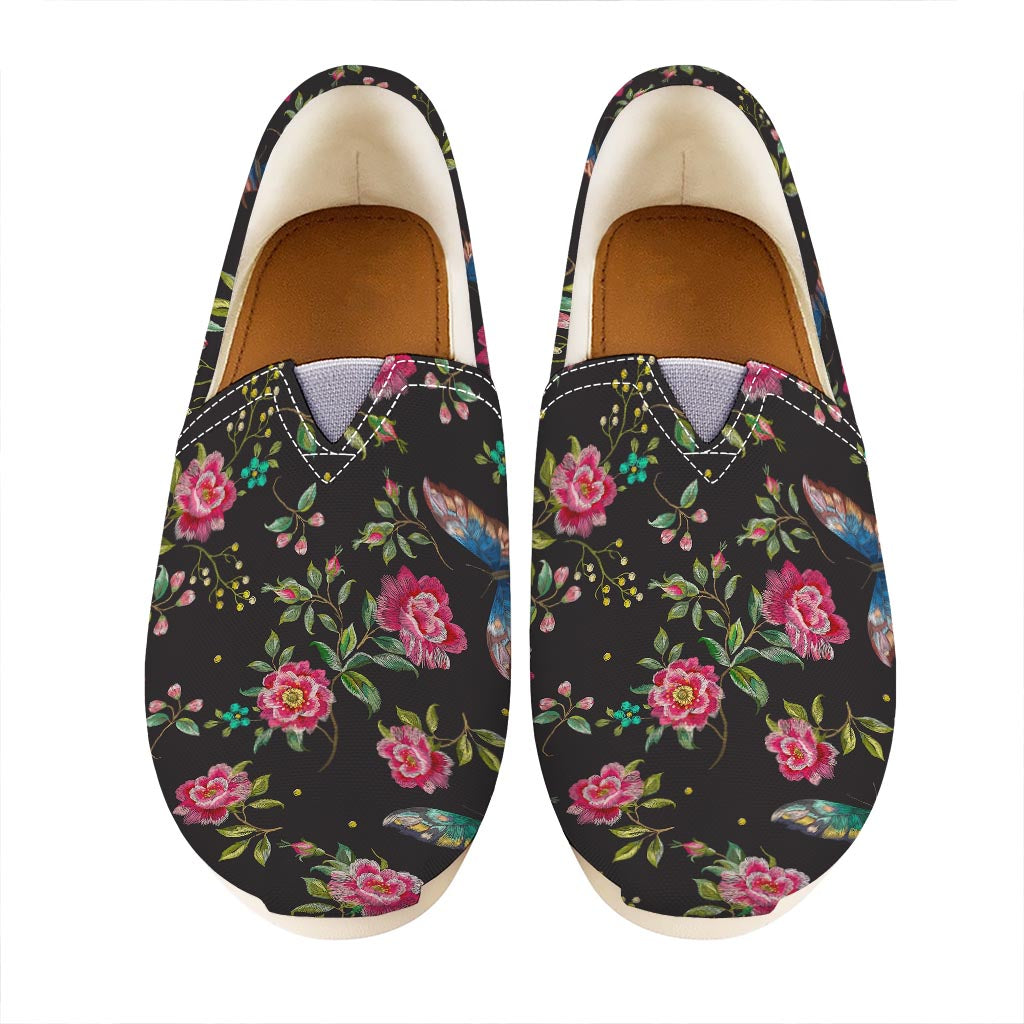 Butterfly And Flower Pattern Print Casual Shoes