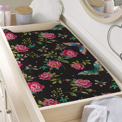 Butterfly And Flower Pattern Print Changing Pad Cover