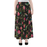 Butterfly And Flower Pattern Print Chiffon Maxi Skirt