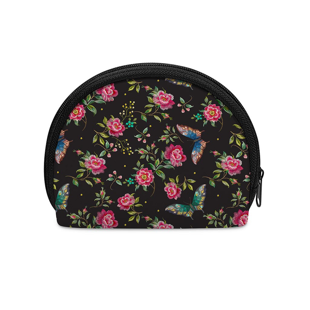 Butterfly And Flower Pattern Print Coin Purse
