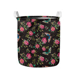 Butterfly And Flower Pattern Print Collapsible Laundry Basket