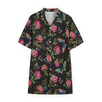 Butterfly And Flower Pattern Print Cotton Hawaiian Shirt