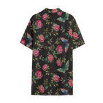 Butterfly And Flower Pattern Print Cotton Hawaiian Shirt