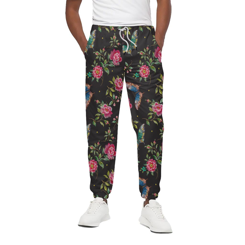Butterfly And Flower Pattern Print Cotton Pants