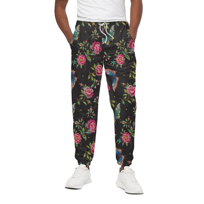 Butterfly And Flower Pattern Print Cotton Pants