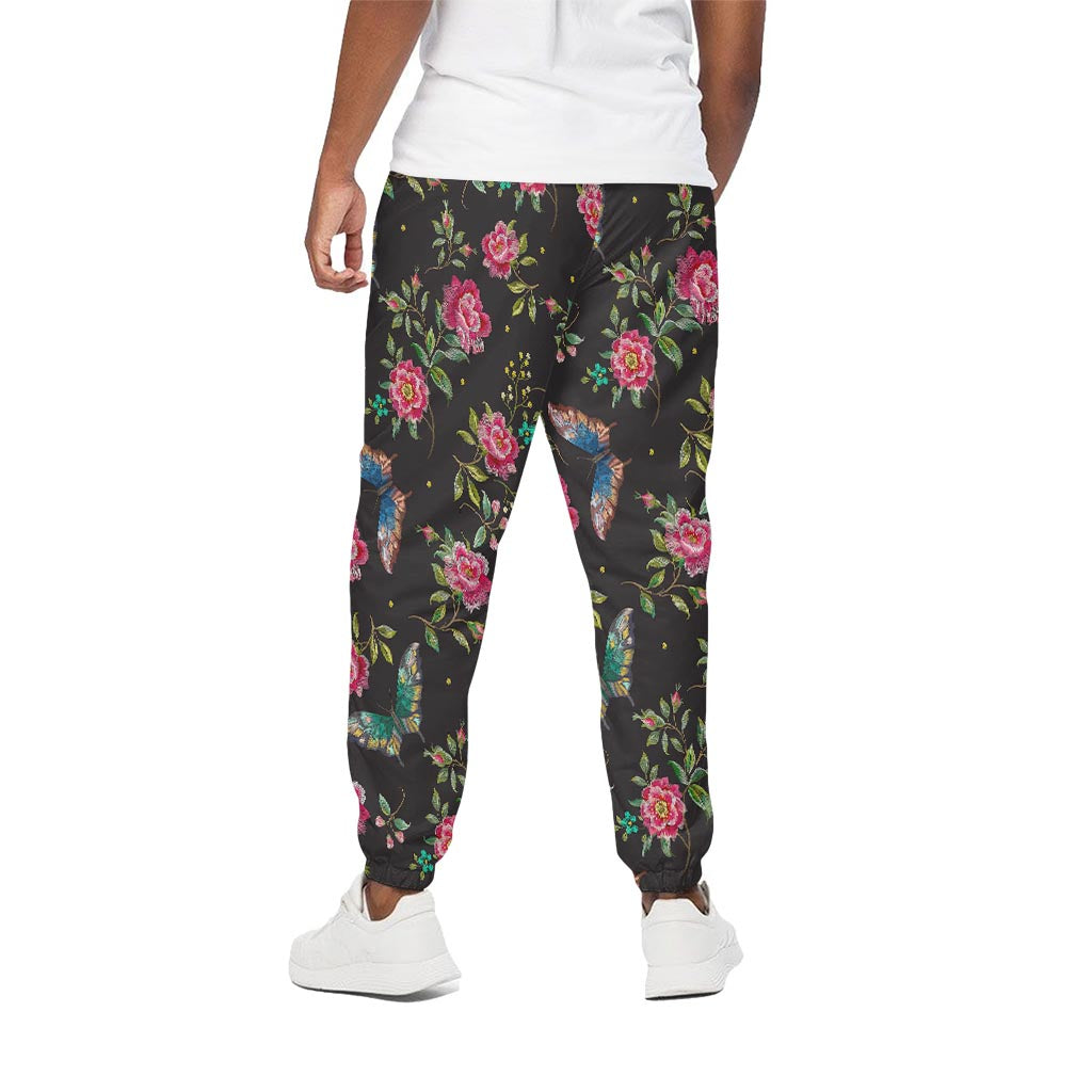 Butterfly And Flower Pattern Print Cotton Pants