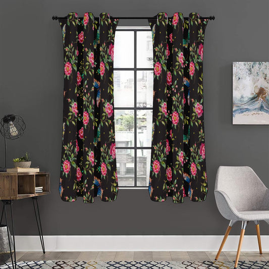 Butterfly And Flower Pattern Print Curtain