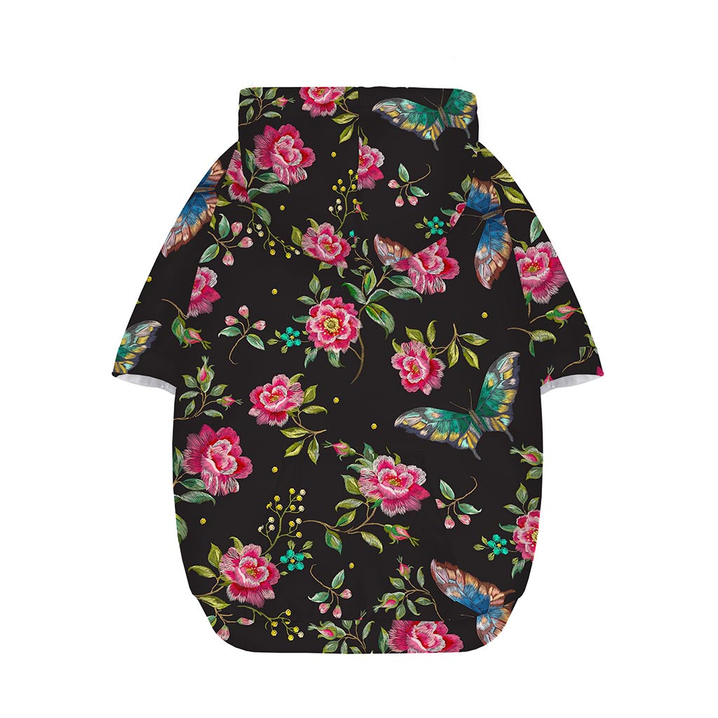 Butterfly And Flower Pattern Print Dog Zip Up Hoodie
