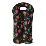 Butterfly And Flower Pattern Print Double Neoprene Wine Tote