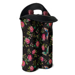 Butterfly And Flower Pattern Print Double Neoprene Wine Tote