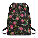 Butterfly And Flower Pattern Print Drawstring Backpack