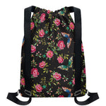 Butterfly And Flower Pattern Print Drawstring Backpack