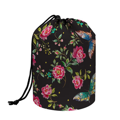 Butterfly And Flower Pattern Print Drawstring Makeup Bag