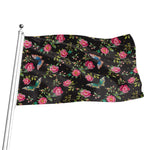 Butterfly And Flower Pattern Print Flag