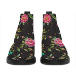 Butterfly And Flower Pattern Print Flat Ankle Boots