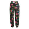 Butterfly And Flower Pattern Print Fleece Lined Knit Pants