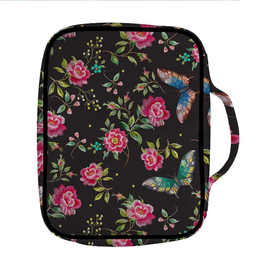 Butterfly And Flower Pattern Print Front Pocket Bible Bag