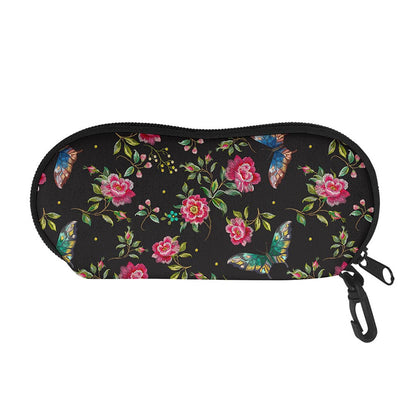 Butterfly And Flower Pattern Print Glasses Case