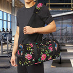 Butterfly And Flower Pattern Print Gym Bag