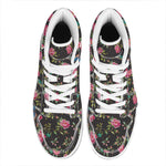 Butterfly And Flower Pattern Print High Top Leather Sneakers