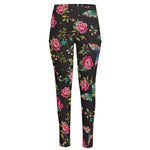 Butterfly And Flower Pattern Print High-Waisted Pocket Leggings