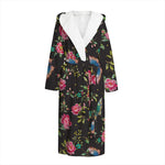 Butterfly And Flower Pattern Print Hooded Bathrobe