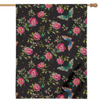 Butterfly And Flower Pattern Print House Flag