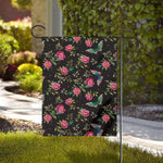 Butterfly And Flower Pattern Print House Flag