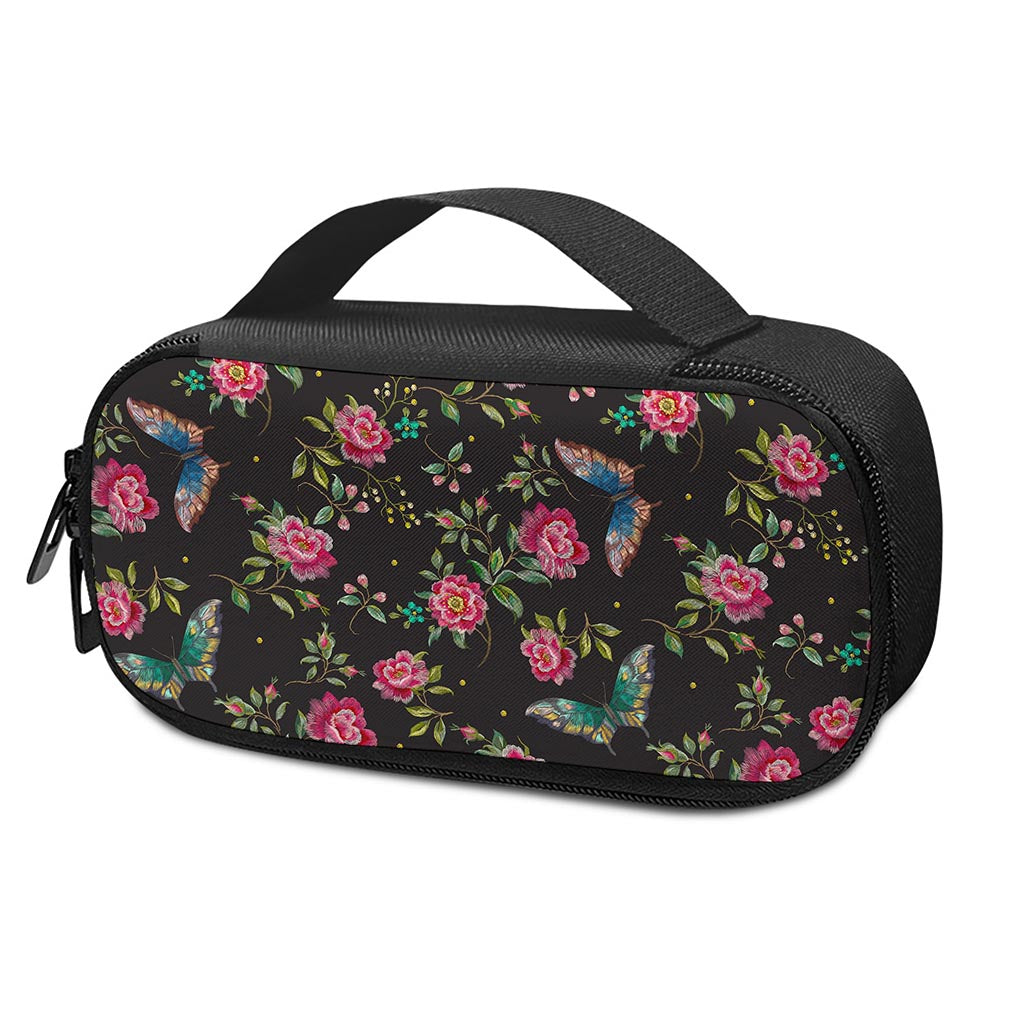 Butterfly And Flower Pattern Print Insulin Cooler Travel Case