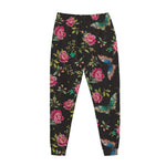 Butterfly And Flower Pattern Print Jogger Pants