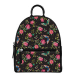 Butterfly And Flower Pattern Print Leather Backpack