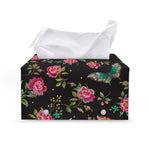 Butterfly And Flower Pattern Print Leather Tissue Box Cover