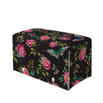 Butterfly And Flower Pattern Print Leather Tissue Box Cover