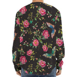 Butterfly And Flower Pattern Print Long Sleeve Baseball Jersey