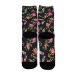 Butterfly And Flower Pattern Print Long Socks