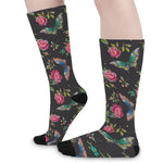 Butterfly And Flower Pattern Print Long Socks