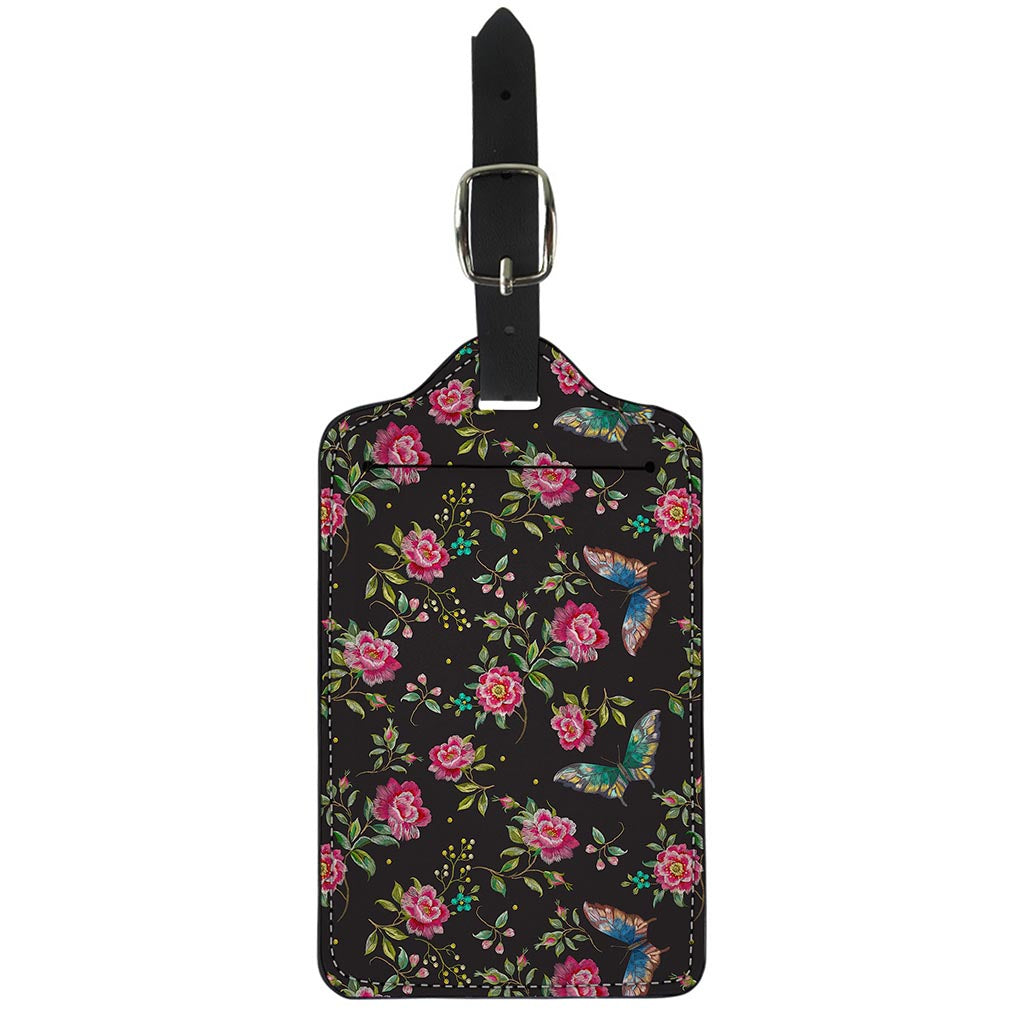 Butterfly And Flower Pattern Print Luggage Tag