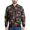 Butterfly And Flower Pattern Print Men's Bomber Jacket