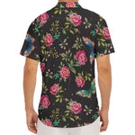 Butterfly And Flower Pattern Print Men's Deep V-Neck Shirt