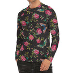 Butterfly And Flower Pattern Print Men's Long Sleeve Rash Guard